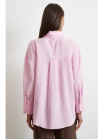 Çizgili Oversize Gömlek Pembe