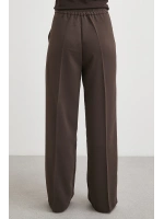 Beli Lastikli Pileli Geniş Paça Pantolon Kahve