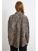 Leopar Desen Javanez Gömlek Siyah