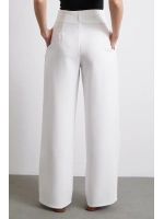 Bel Detaylı Wide Leg Pantolon Ekru