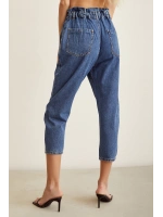 Beli Lastikli Mom Jean Mavi