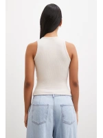 Bisiklet Yaka Top Bej