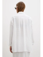 Oversize Keten Gömlek Beyaz
