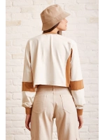 Çift Renk Oversize Sweatshirt Beyaz
