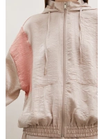 Fermuarlı Garnili Sweatshirt Bej