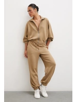 Fermuarlı Sweatshirt Camel