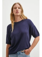 Bisiklet Yaka Triko T-shirt Lacivert