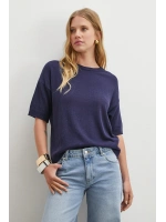 Bisiklet Yaka Triko T-shirt Lacivert