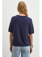 Bisiklet Yaka Triko T-shirt Lacivert