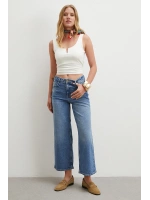 Yüksek Bel Culotte Jean Lacivert