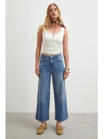 Yüksek Bel Culotte Jean Lacivert