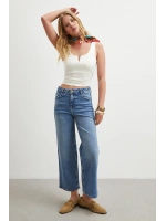 Yüksek Bel Culotte Jean Lacivert