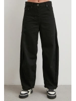Orta Bel İnce Balon Jean Siyah