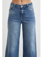 Yüksek Bel Beş Cepli Cropped Jean Mavi