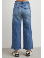 Yüksek Bel Beş Cepli Cropped Jean Mavi