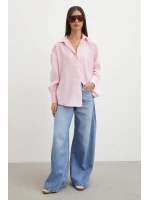 Dökümlü Oversize Modal Gömlek Pembe