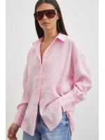 Dökümlü Oversize Modal Gömlek Pembe