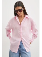 Dökümlü Oversize Modal Gömlek Pembe