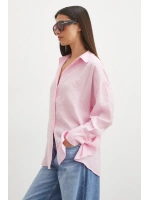 Dökümlü Oversize Modal Gömlek Pembe