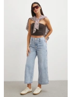 Önü Cepsiz Straight Jean Buz Mavisi