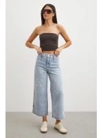 Önü Cepsiz Straight Jean Buz Mavisi