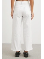 Yüksek Bel Culotte Jean Beyaz