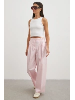 Geniş Paça Pensli Pantolon Pembe