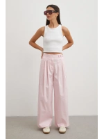 Geniş Paça Pensli Pantolon Pembe
