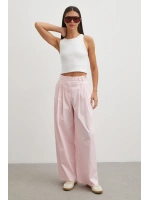 Geniş Paça Pensli Pantolon Pembe