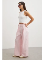Geniş Paça Pensli Pantolon Pembe