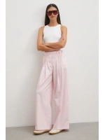 Geniş Paça Pensli Pantolon Pembe