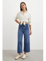 Önü Cepsiz Straight Jean Mavi