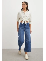 Önü Cepsiz Straight Jean Mavi