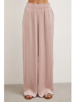 Beli Lastikli Dökümlü Geniş Paça Pantolon Pembe