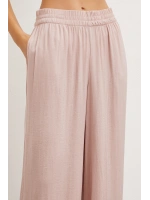 Beli Lastikli Dökümlü Geniş Paça Pantolon Pembe
