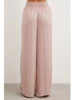 Beli Lastikli Dökümlü Geniş Paça Pantolon Pembe