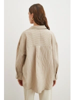 Çizgili Oversize Gömlek Taş