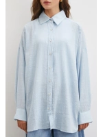 Oversize Pamuk Gömlek Mavi