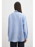 Çizgili Oversize Pastel Gömlek Mavi