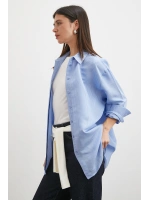 Çizgili Oversize Pastel Gömlek Mavi