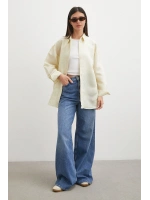 Çizgili Oversize Pastel Gömlek Sarı