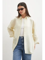 Çizgili Oversize Pastel Gömlek Sarı