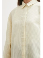 Çizgili Oversize Pastel Gömlek Sarı
