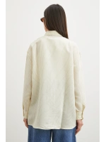 Çizgili Oversize Pastel Gömlek Sarı