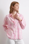 Zebra Desen Modal Gömlek Pembe