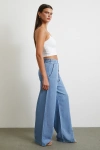 Beli Lastikli Bağcıklı Geniş Paça Pantolon Mavi