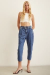 Beli Lastikli Mom Jean Mavi