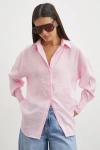 Dökümlü Oversize Modal Gömlek Pembe