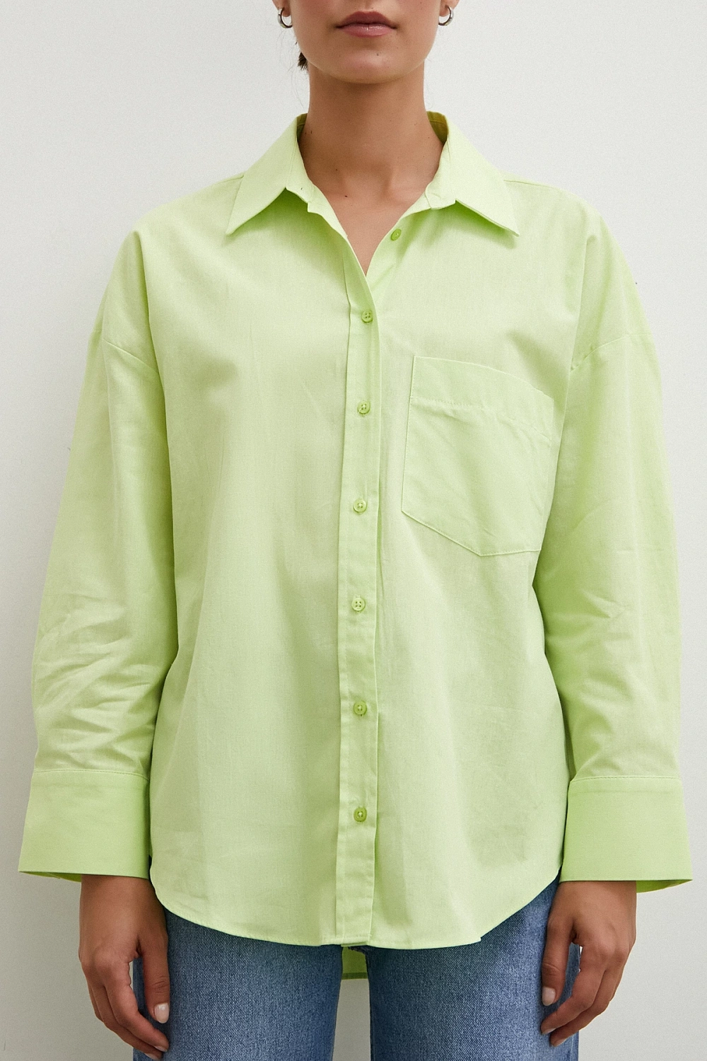 Regular Fit Poplin Gömlek Yeşil