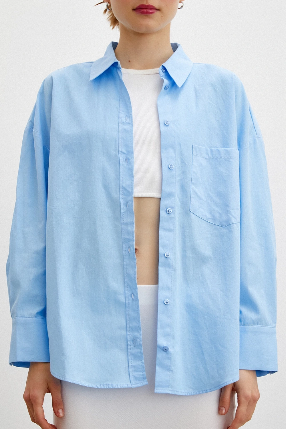 Regular Fit Poplin Gömlek Açık Mavi